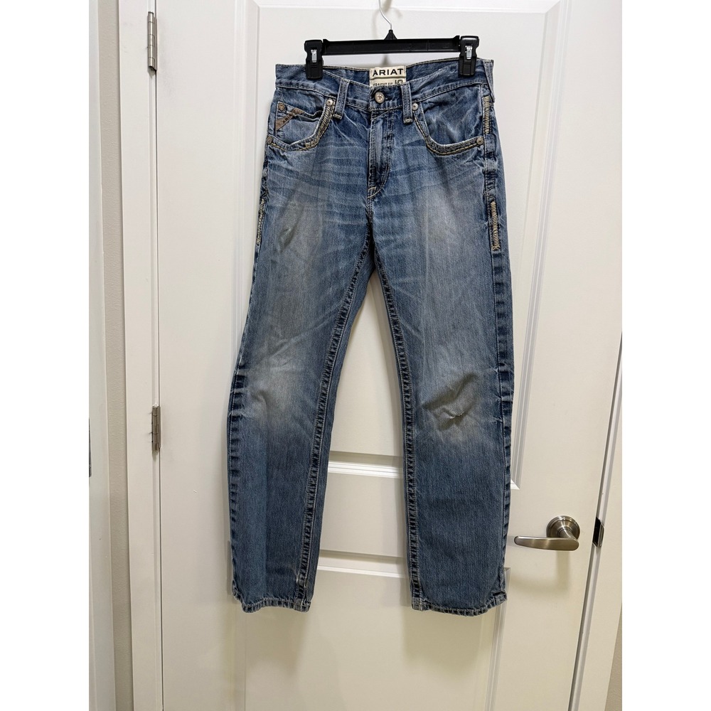 Ariat M5 Straight Fit Straight Leg Jeans 30x32 Medium Wash Distressed Denim